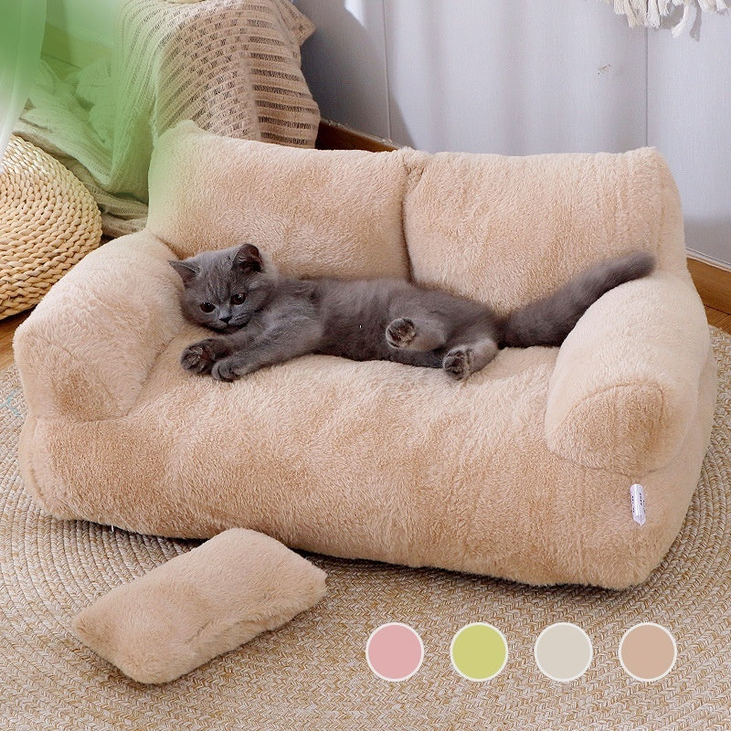 Sofá cama de felpa de lujo para gatos, cálido nido de invierno para gatos y perros pequeños a medianos, cama para mascotas suave y cómoda.