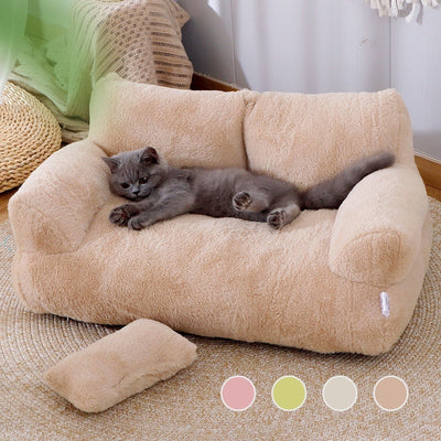 Sofá cama de felpa de lujo para gatos, cálido nido de invierno para gatos y perros pequeños a medianos, cama para mascotas suave y cómoda.