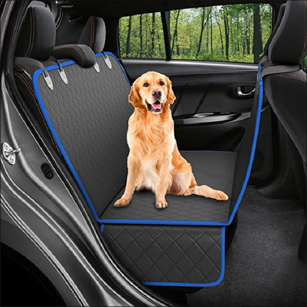 Funda para asiento de coche para perros con ventana de malla, protector de hamaca de viaje para mascotas para asientos traseros con cremallera y bolsillo de almacenamiento.