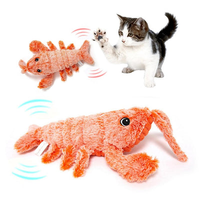 Juguete eléctrico para gatos recargable por USB, peluche saltarín de camarones y langostas, simulación para un juego interactivo divertido.
