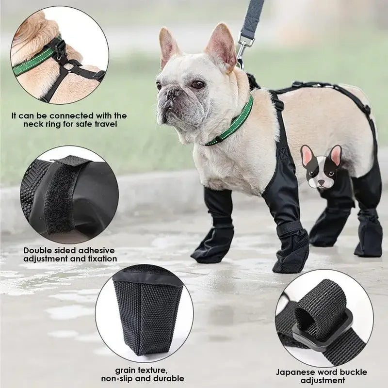 Zapatos para perros impermeables y ajustables, botas transpirables para mascotas para caminar al aire libre, protectores suaves para patas de perros.
